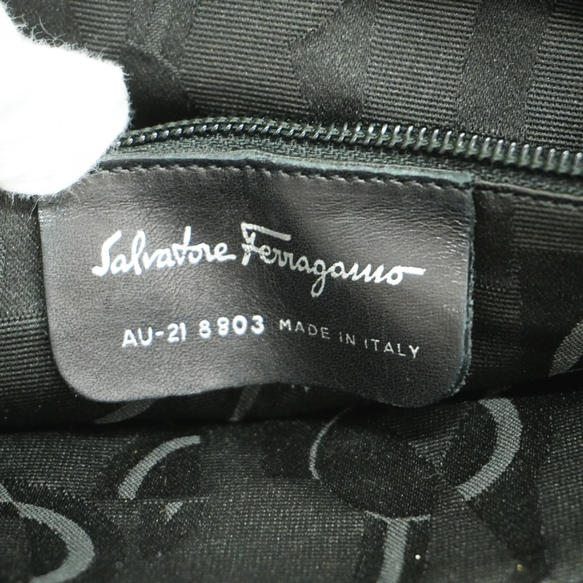 Salvatore Ferragamo Shoulder Bag Vara Nylon Canvas Black Women's