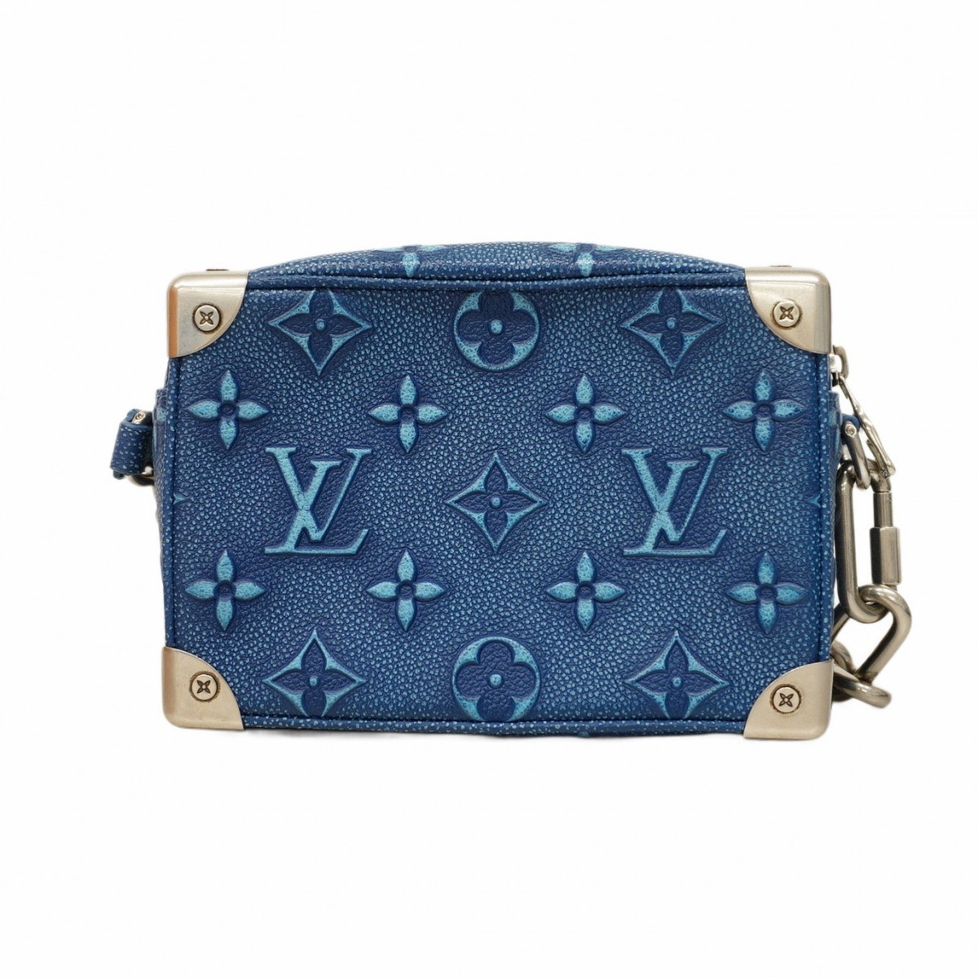 Louis Vuitton Shoulder Bag Monogram Leather Embossed Soft Trunk M21368 Blue Men's