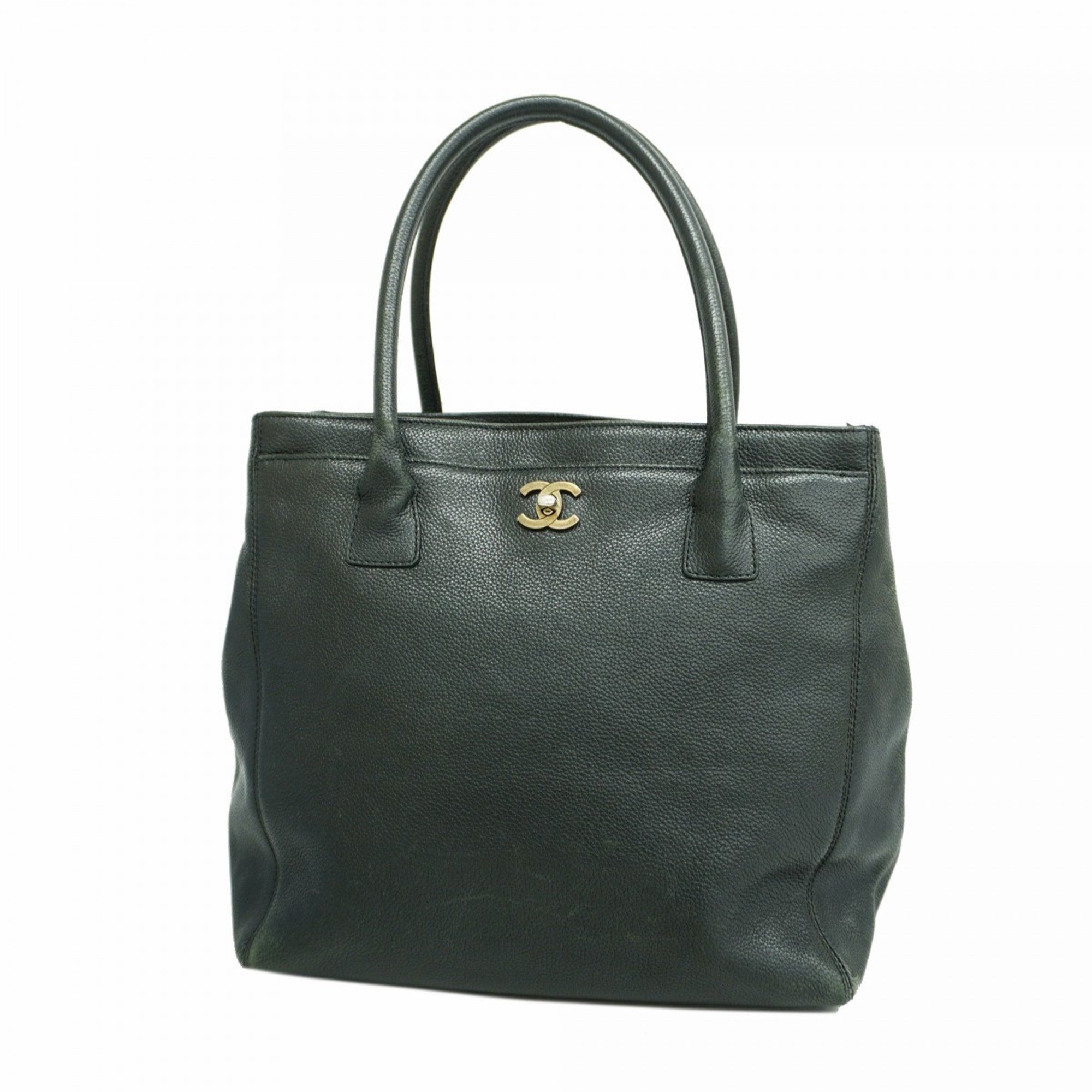 Chanel Tote Bag Executive Leather Black Women's