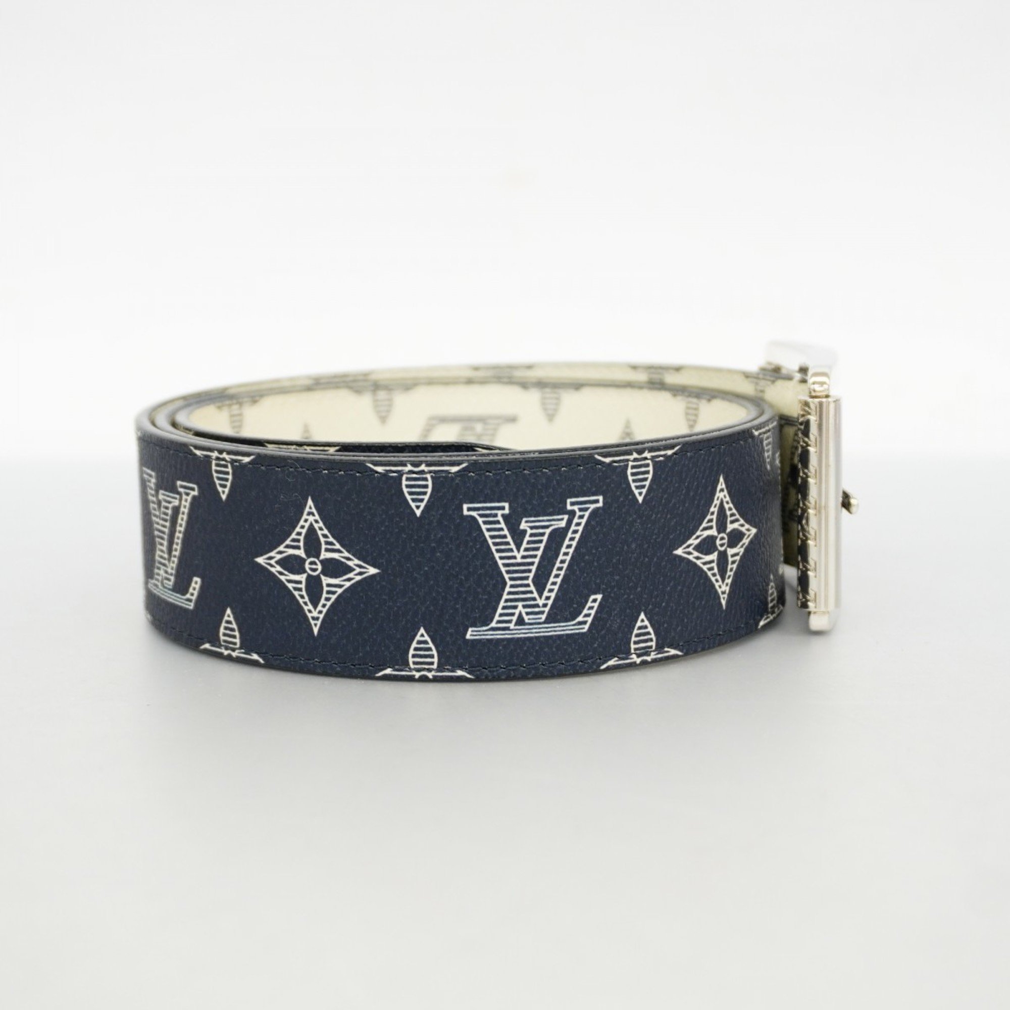 Louis Vuitton Belt Monogram Savannah Reversible Chapman Brothers MP010T Navy White Men's