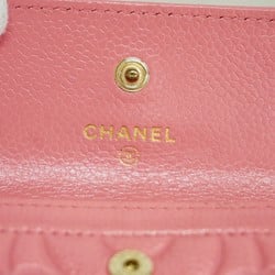 Chanel Business Card Holder Camellia Caviar Skin Pink Champagne Ladies