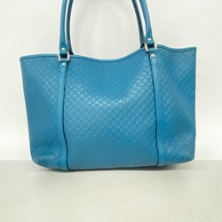 Gucci Tote Bag Micro Guccissima 449647 Leather Blue Champagne Women's