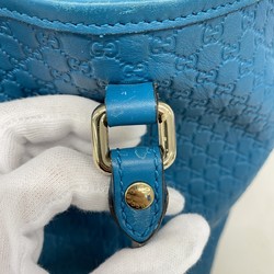 Gucci Tote Bag Micro Guccissima 449647 Leather Blue Champagne Women's