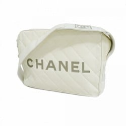 Chanel Shoulder Bag Sport Leather Canvas White Women's