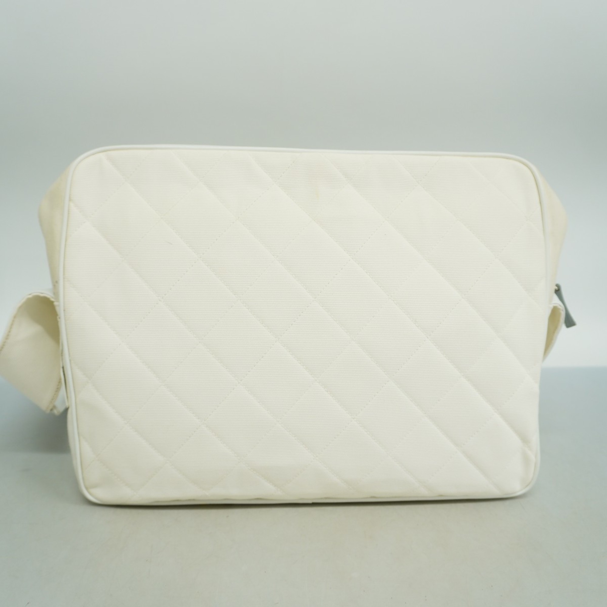 Chanel Shoulder Bag Sport Leather Canvas White Women's