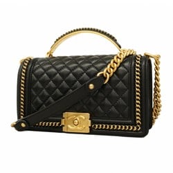 Chanel Handbag Boy Lambskin Black Ladies