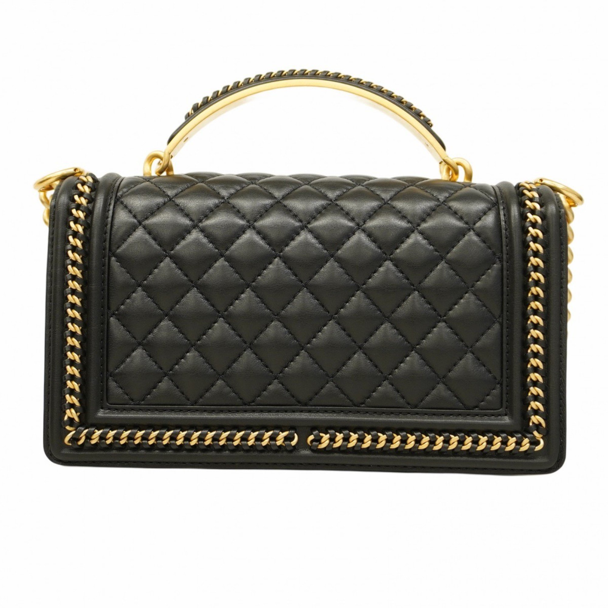 Chanel Handbag Boy Lambskin Black Ladies