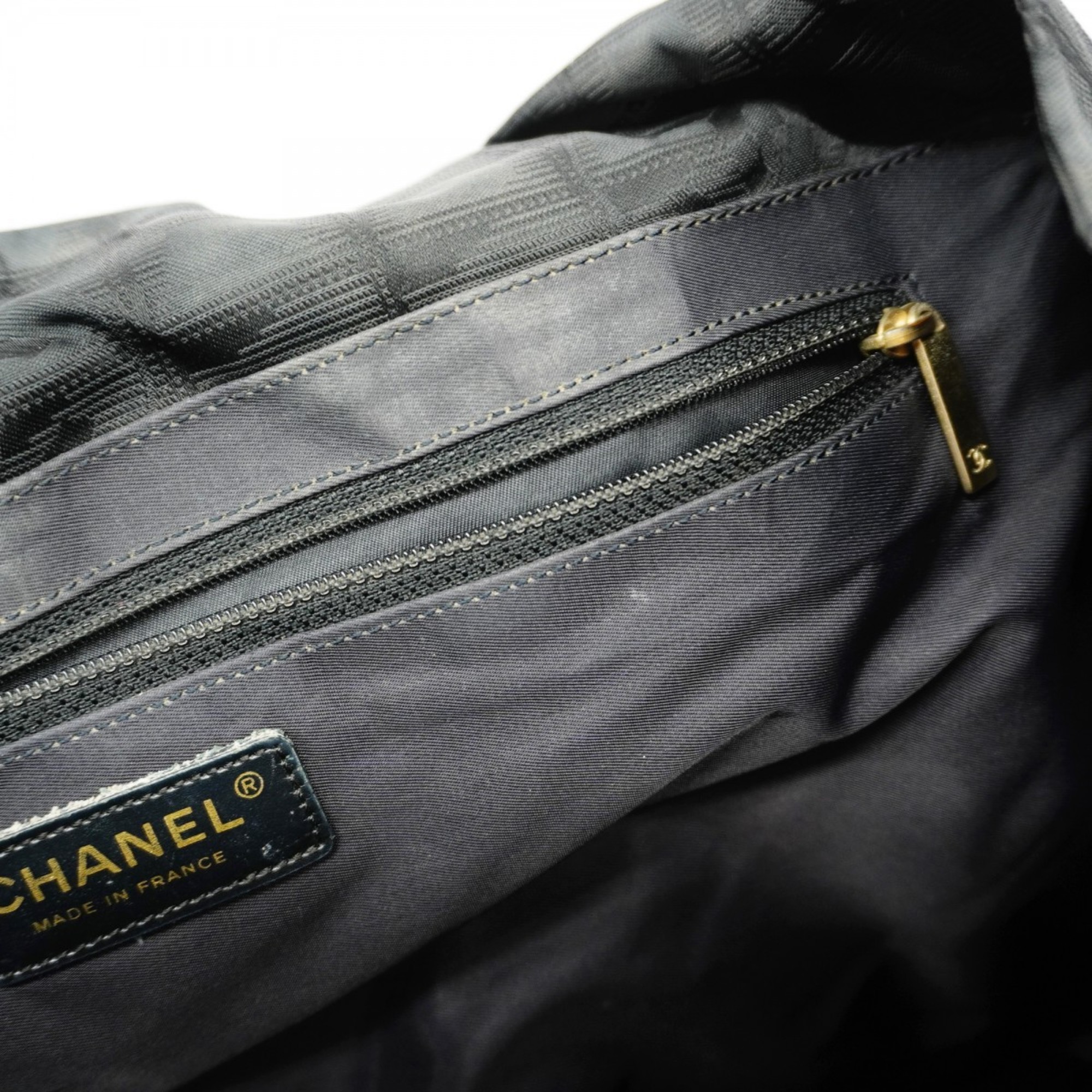 Chanel Tote Bag New Travel Nylon Black Champagne Ladies