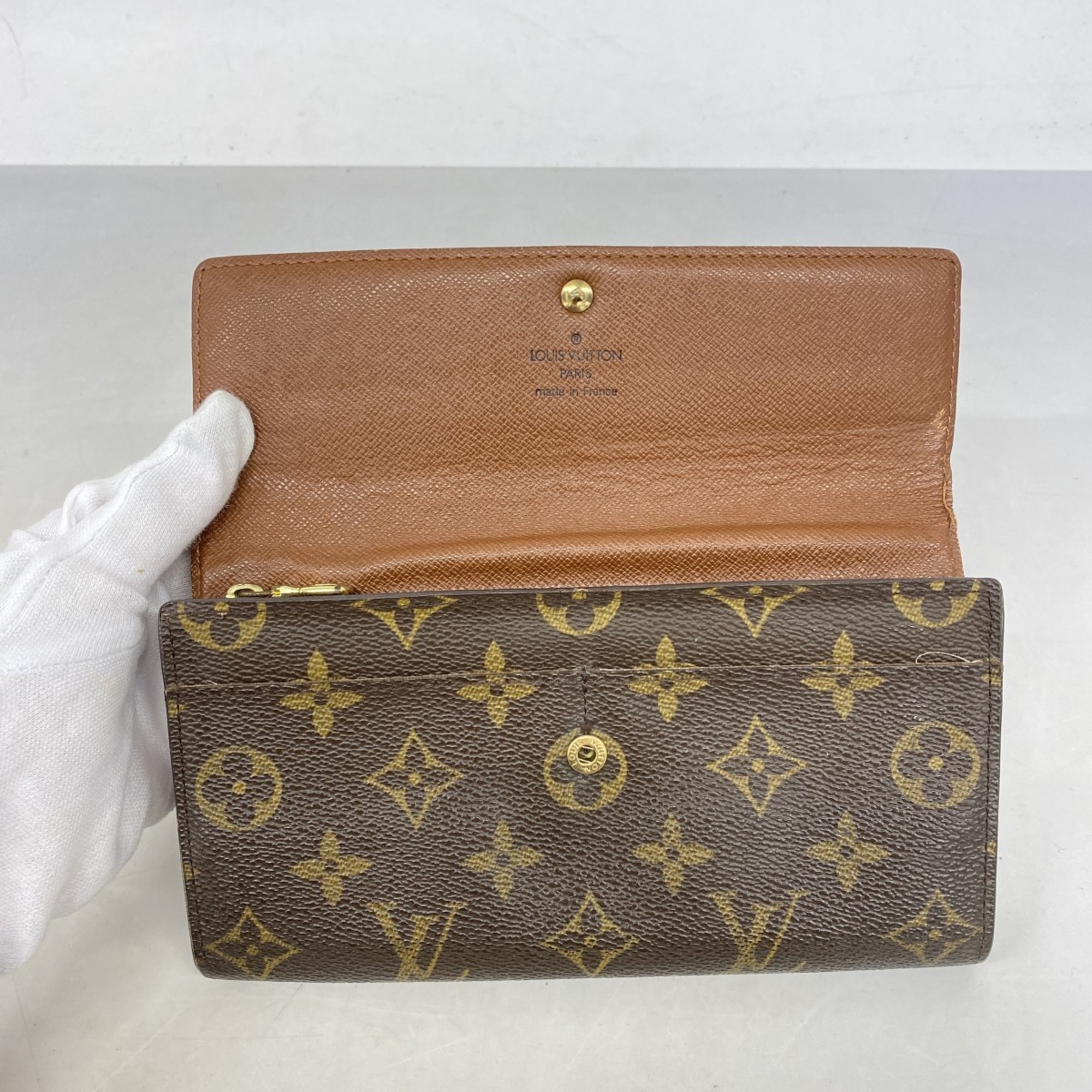 Louis Vuitton Long Wallet Monogram Porto Monnaie Credit M61725 Brown Ladies