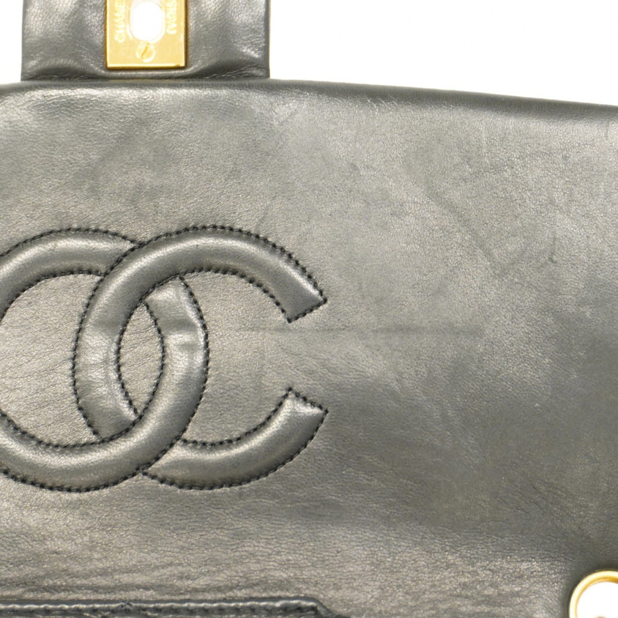 Chanel Shoulder Bag Matelasse Lambskin Black Women's