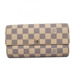 Louis Vuitton Long Wallet Damier Azur Portefeuille Sarah N61735 White Ladies