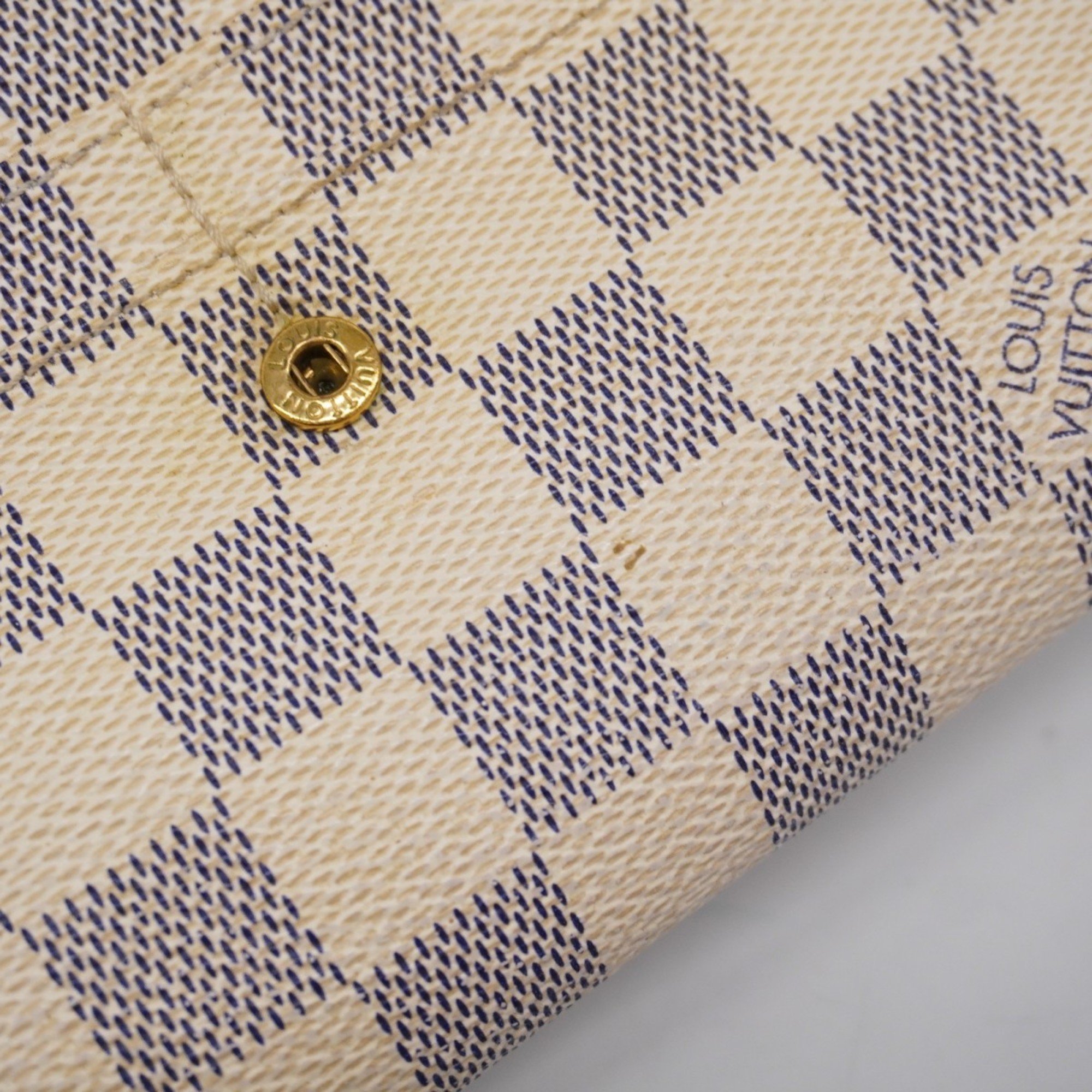 Louis Vuitton Long Wallet Damier Azur Portefeuille Sarah N61735 White Ladies