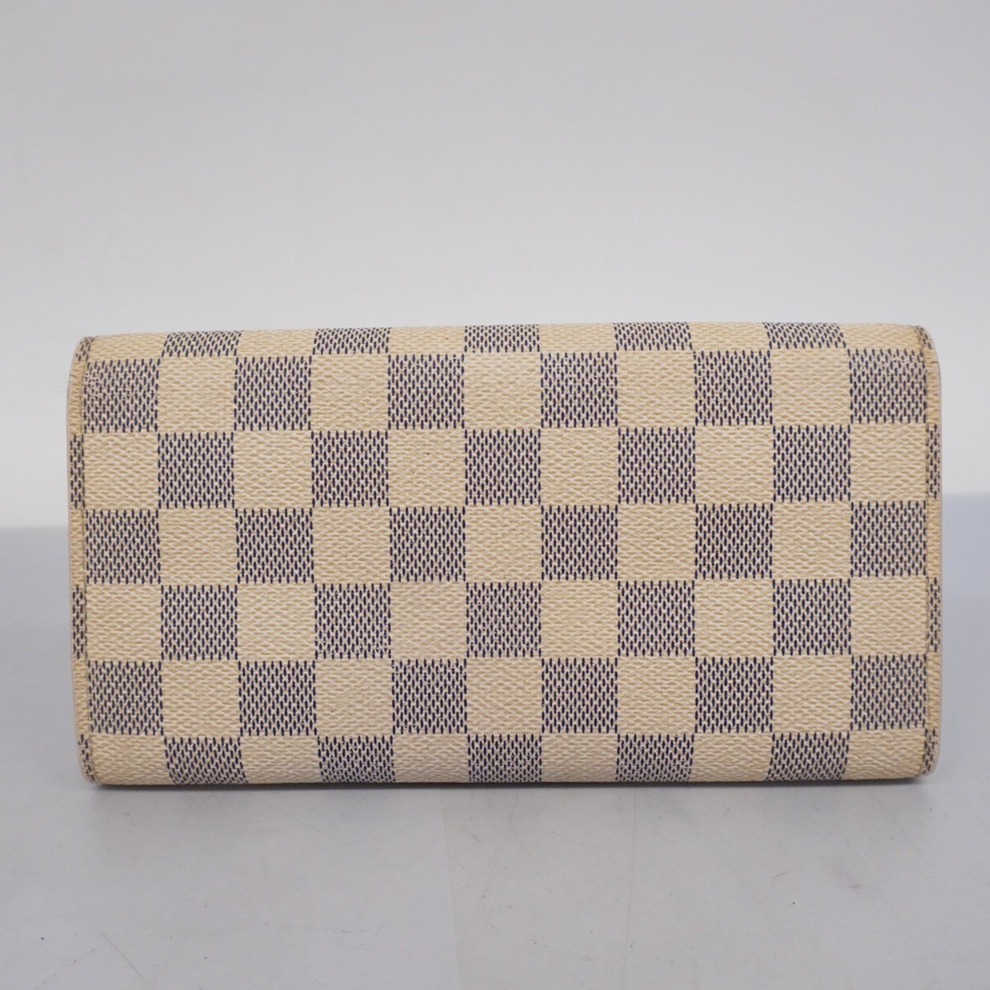 Louis Vuitton Long Wallet Damier Azur Portefeuille Sarah N61735 White Ladies