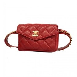 Chanel Waist Bag Matelasse Lambskin Red Women's