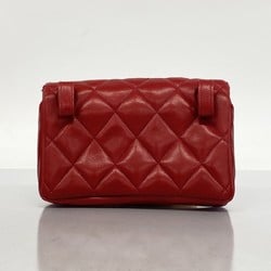 Chanel Waist Bag Matelasse Lambskin Red Women's