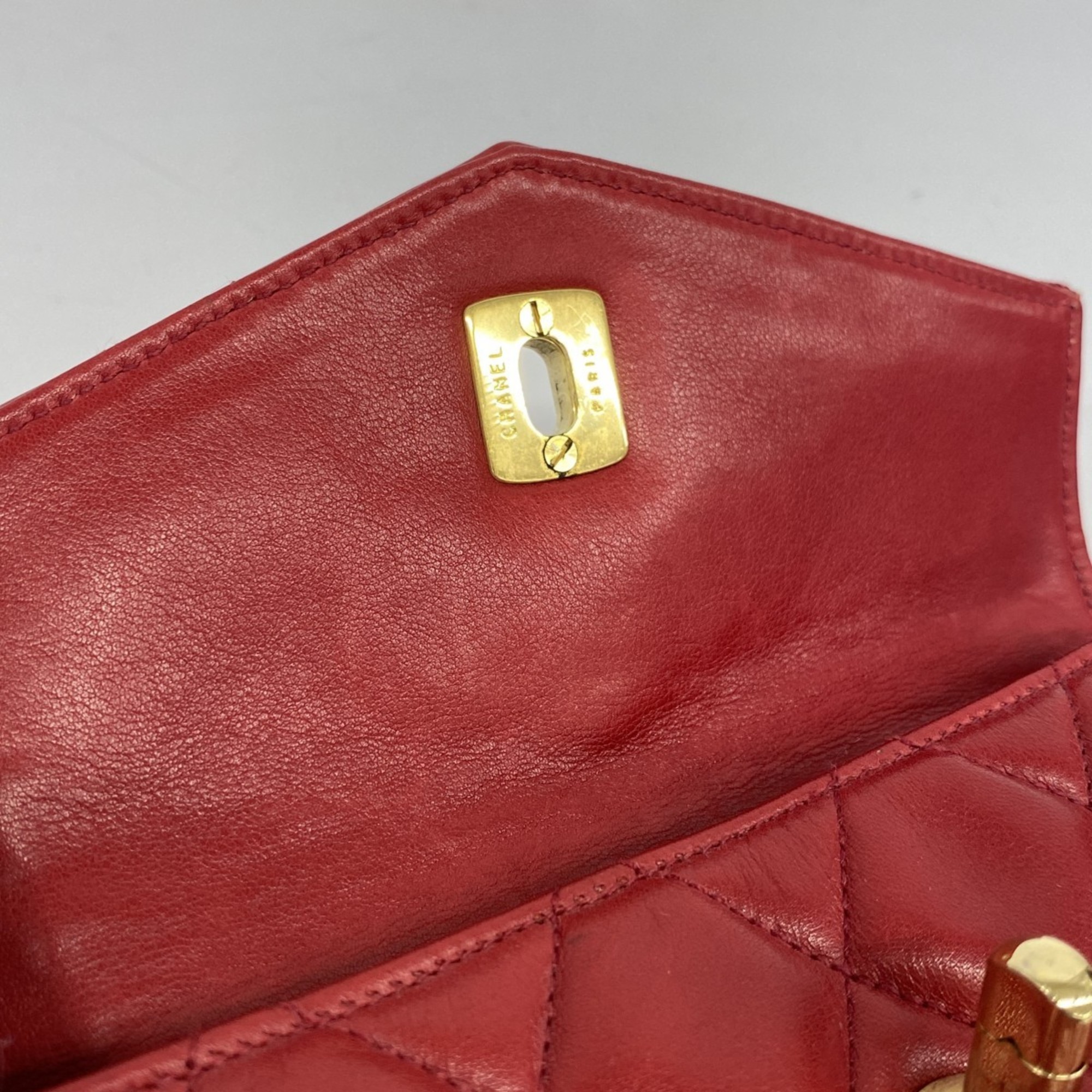 Chanel Waist Bag Matelasse Lambskin Red Women's