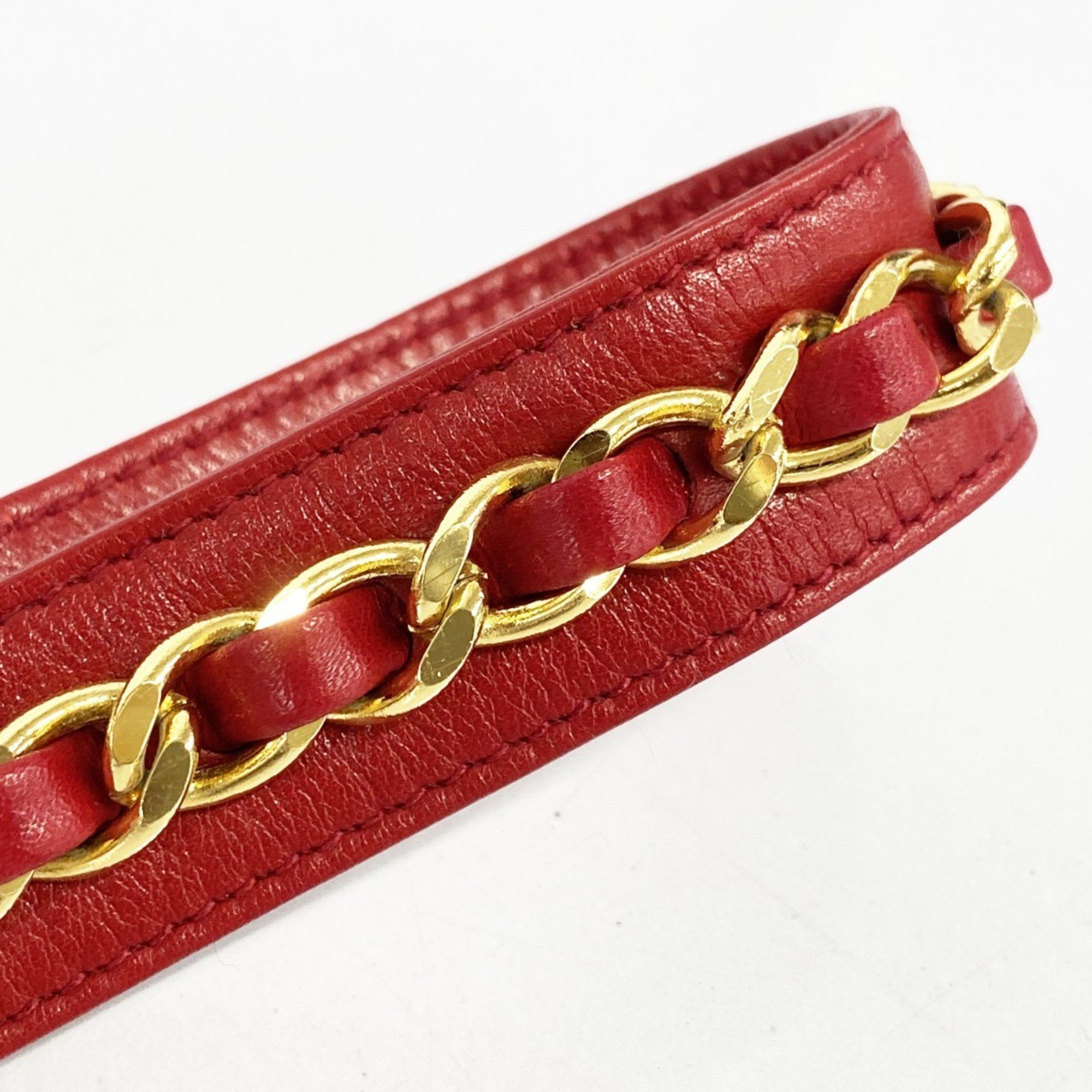 Chanel Waist Bag Matelasse Lambskin Red Women's