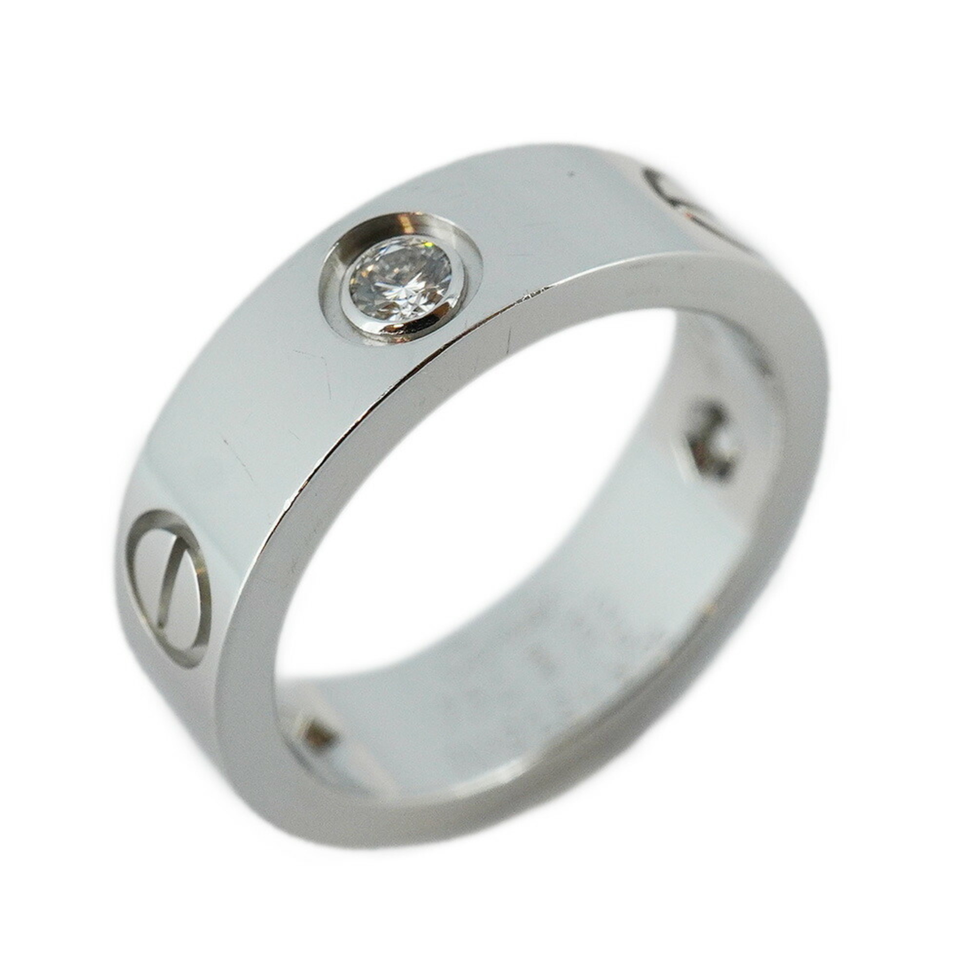 Cartier Ring Love 3PD Diamond K18WG White Gold #52 Ladies