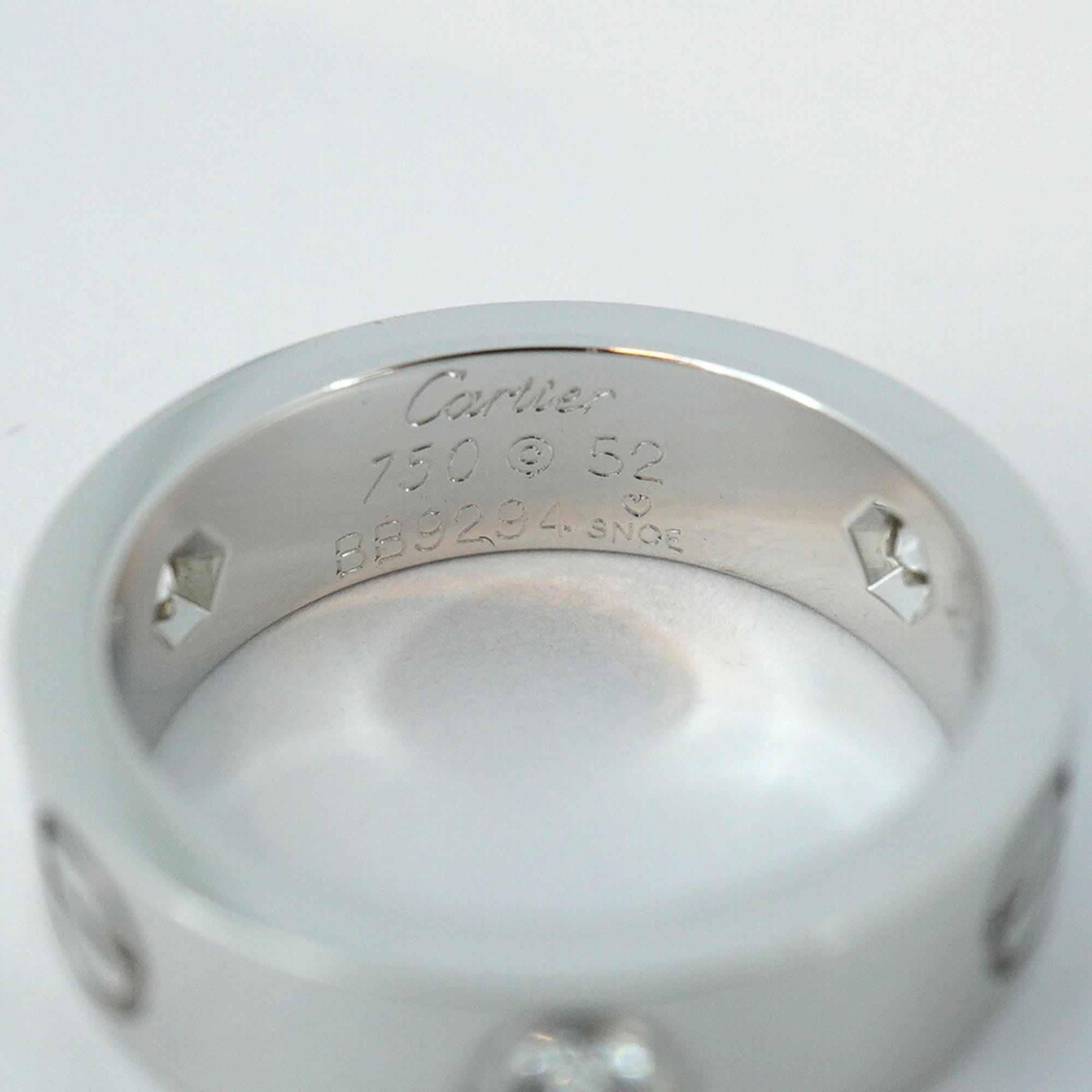 Cartier Ring Love 3PD Diamond K18WG White Gold #52 Ladies