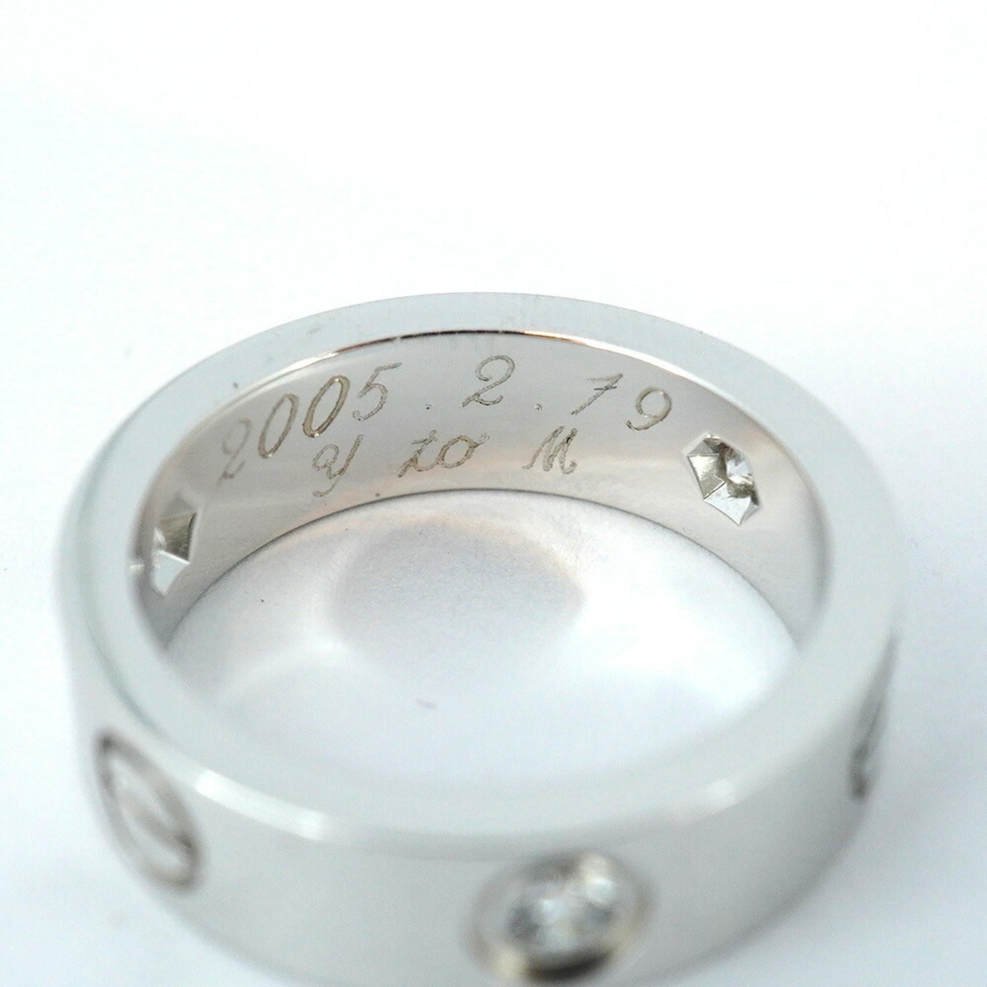 Cartier Ring Love 3PD Diamond K18WG White Gold #52 Ladies