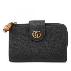 Gucci Wallet Bamboo 739498 Leather Black Women's