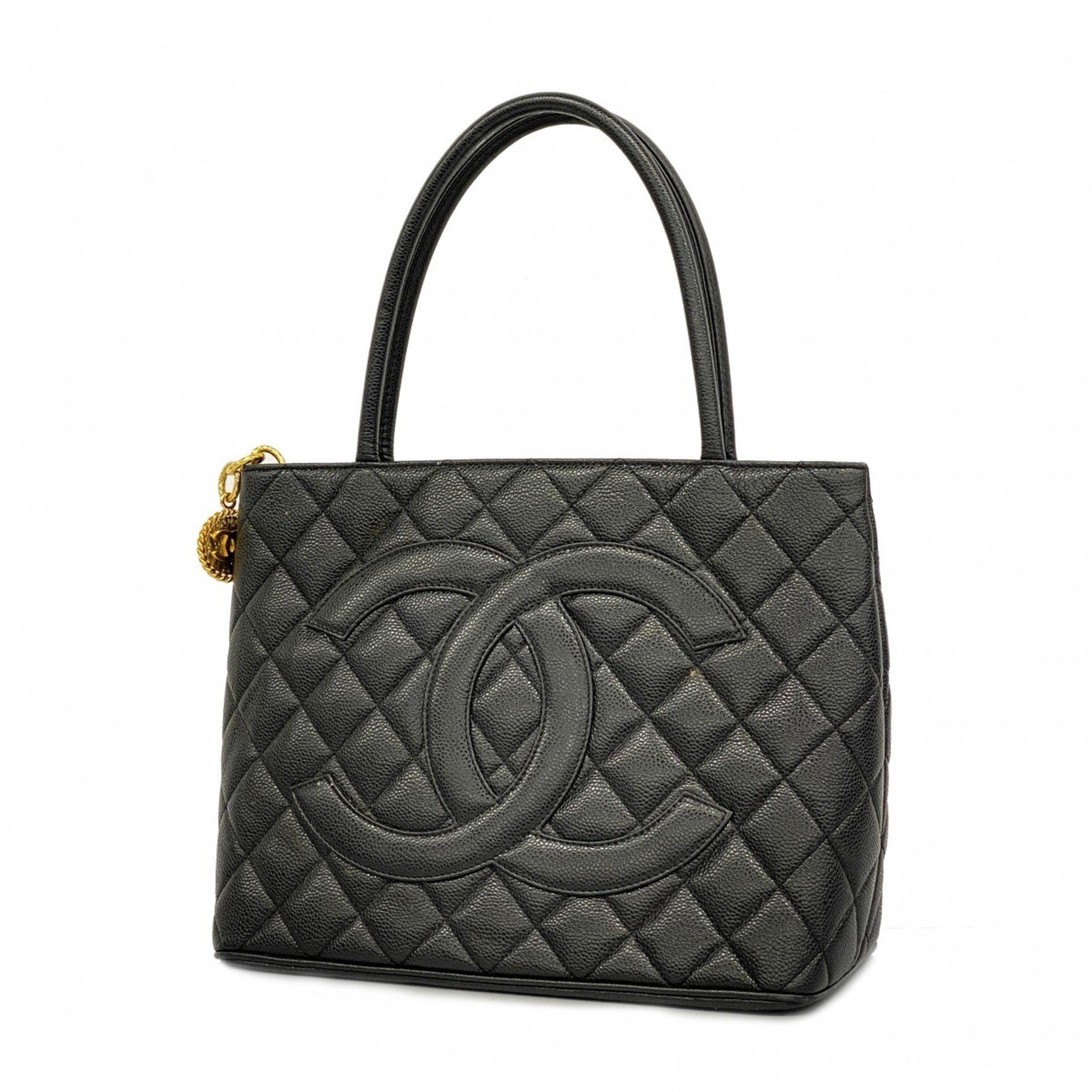 Chanel Tote Bag Reproduction Caviar Skin Black Women's