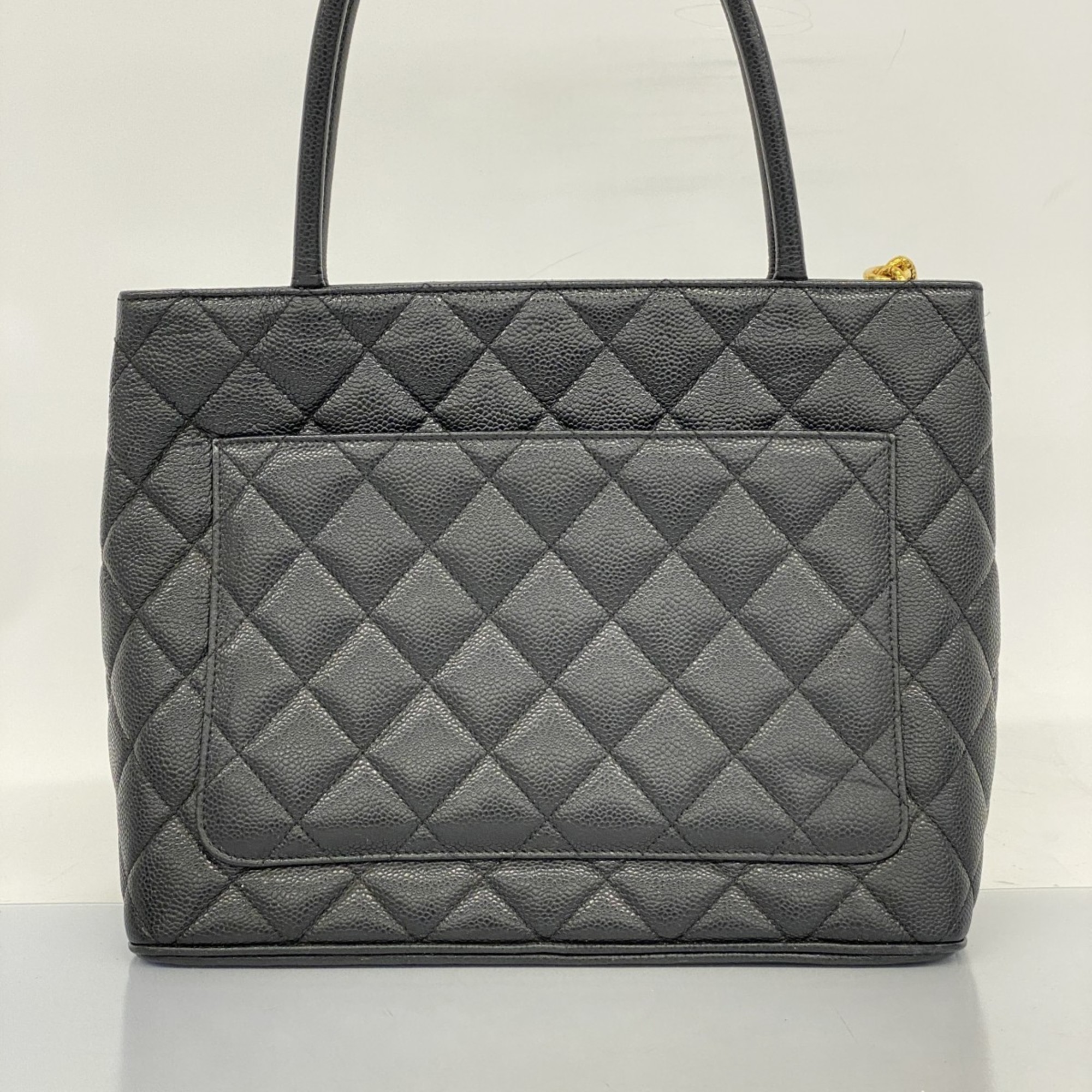 Chanel Tote Bag Reproduction Caviar Skin Black Women's