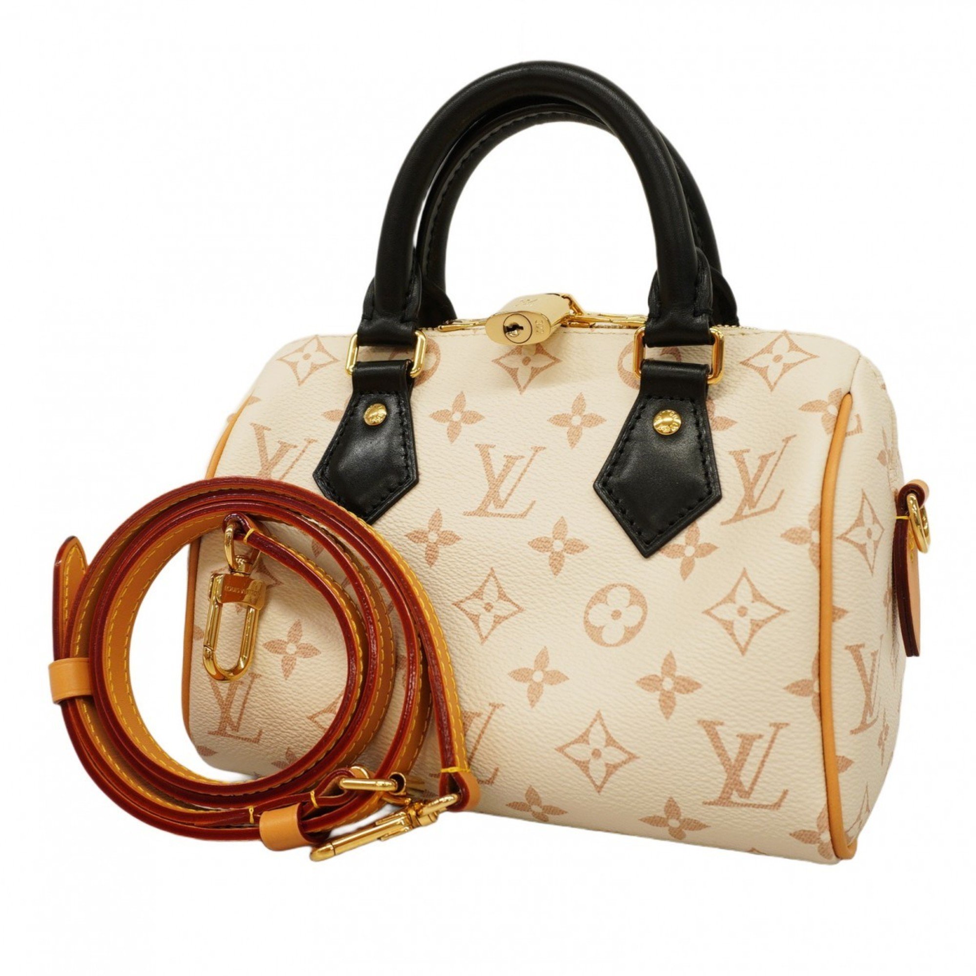 Louis Vuitton Handbag Monogram d'une Speedy Bandouliere 20 M46906 White Beige Black Ladies