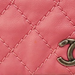 CHANEL Shoulder Bag Wild Stitch Leather Pink Women's