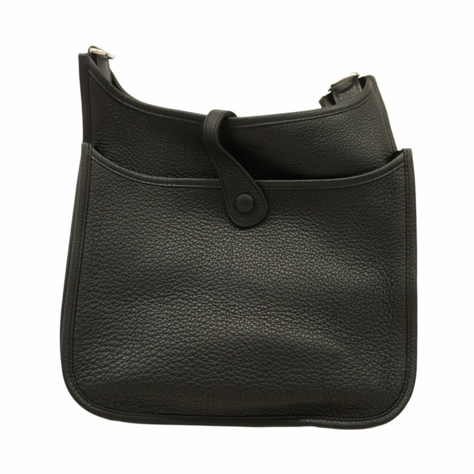 Hermes Shoulder Bag Evelyn 3PM Taurillon Clemence Black □L Engraved Ladies