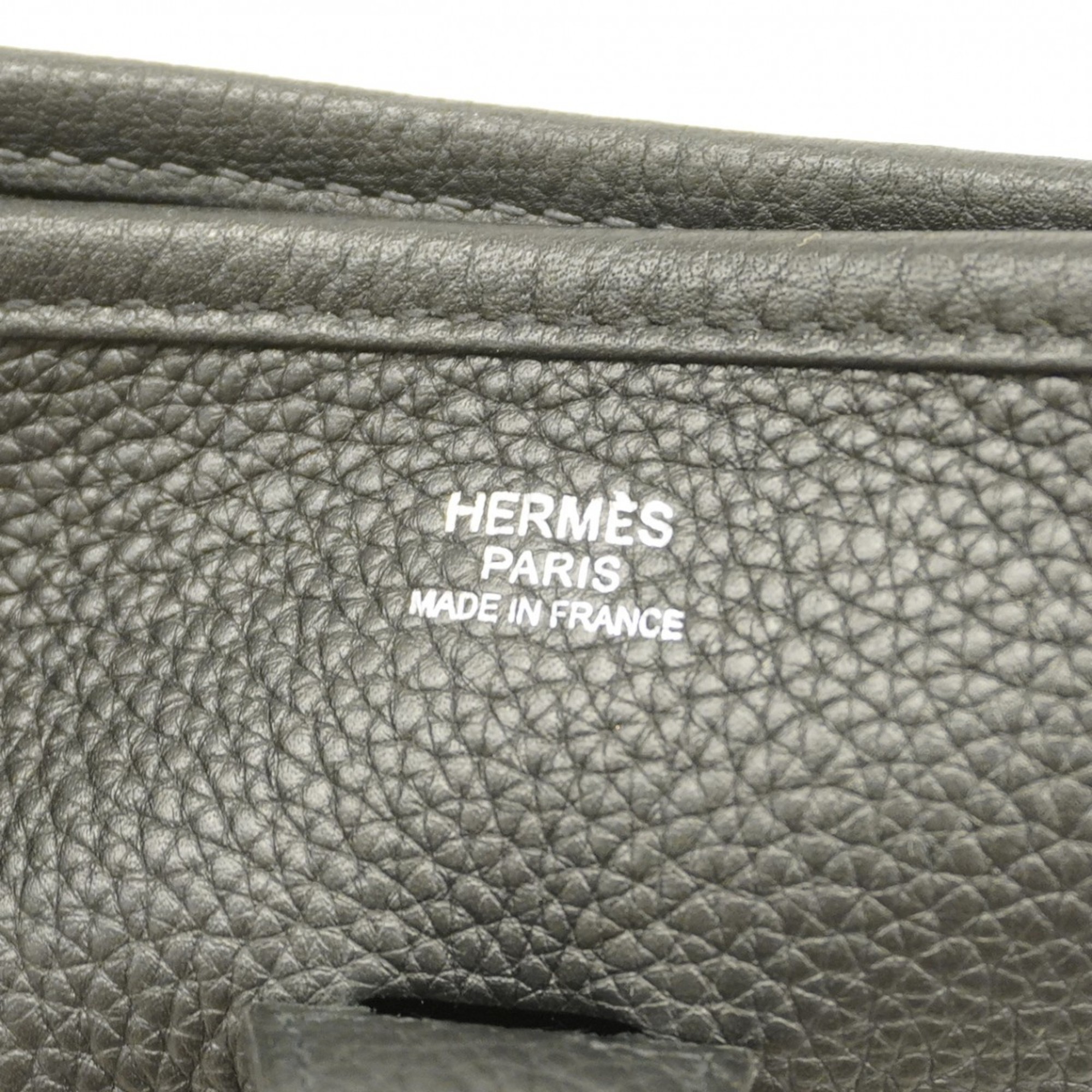 Hermes Shoulder Bag Evelyn 3PM Taurillon Clemence Black □L Engraved Ladies