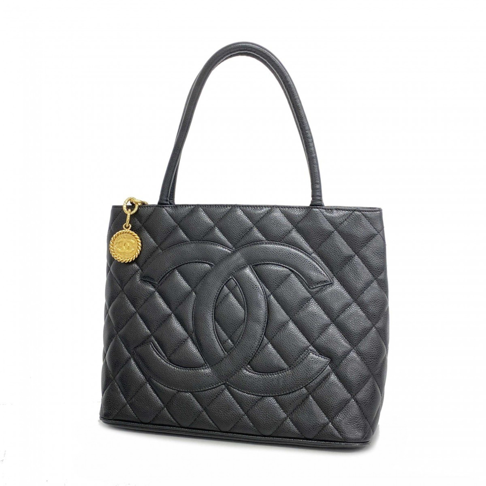 Chanel Tote Bag Reproduction Caviar Skin Black Women's