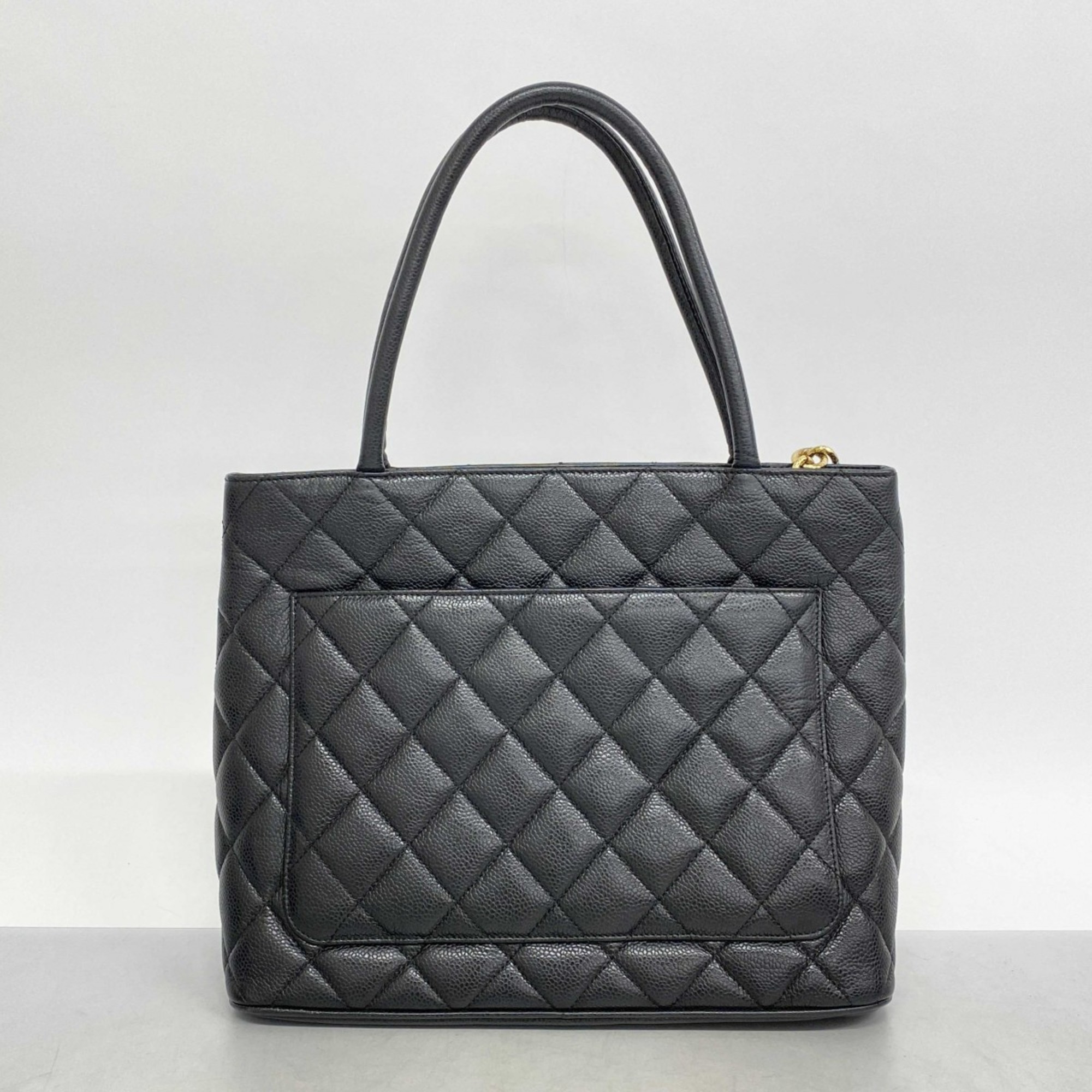 Chanel Tote Bag Reproduction Caviar Skin Black Women's