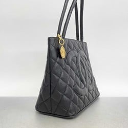 Chanel Tote Bag Reproduction Caviar Skin Black Women's