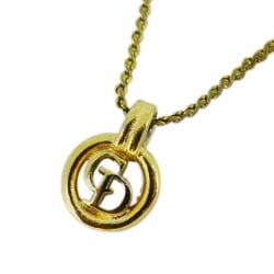 Christian Dior Necklace CD Circle GP Plated Gold Ladies