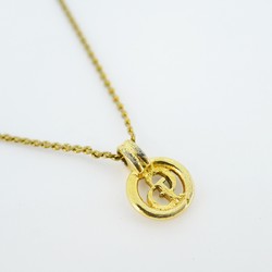 Christian Dior Necklace CD Circle GP Plated Gold Ladies