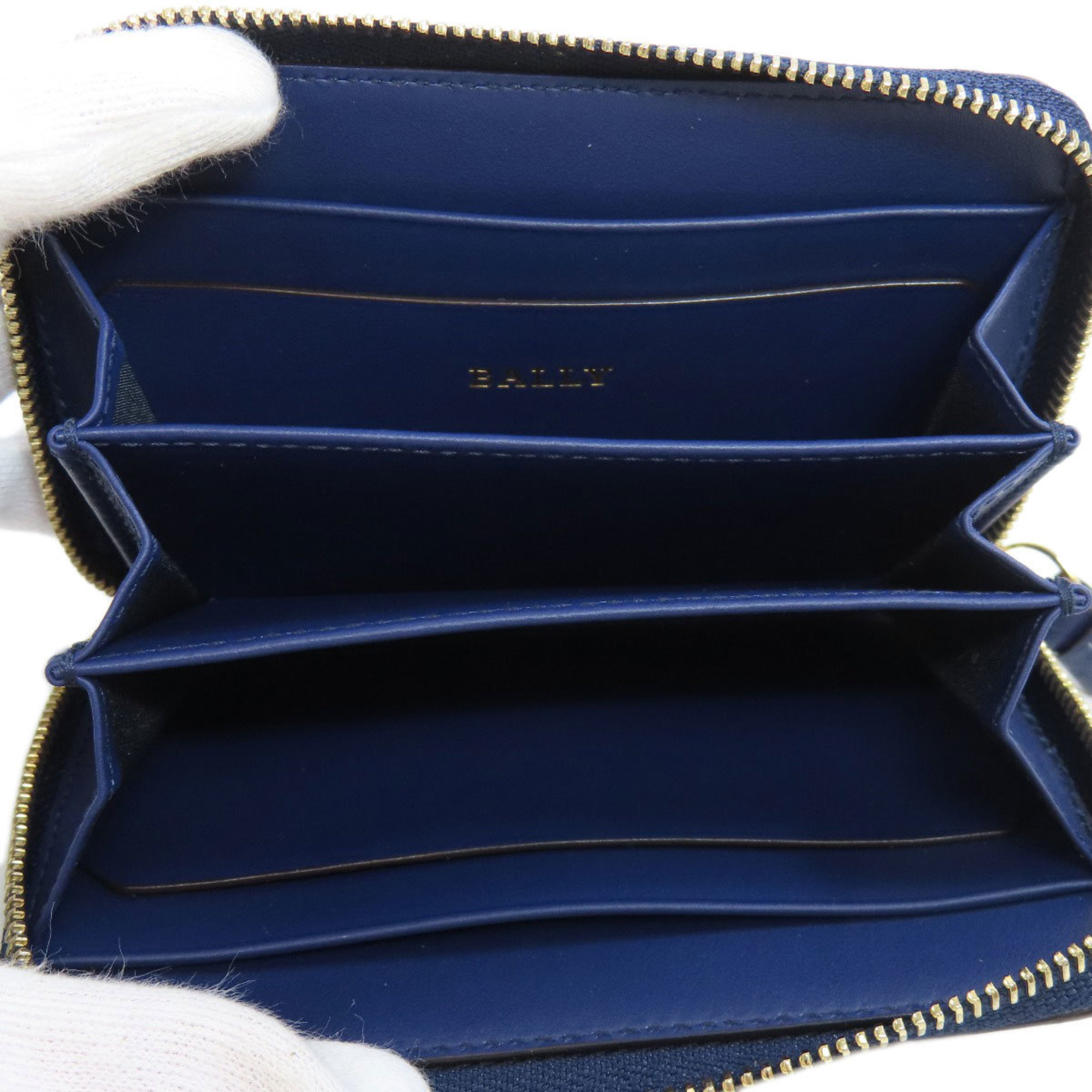 BALLY Bally Stripe Wallet/Coin Case Leather Women's