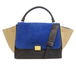 CELINE Trapeze Handbag Calf Suede Women's