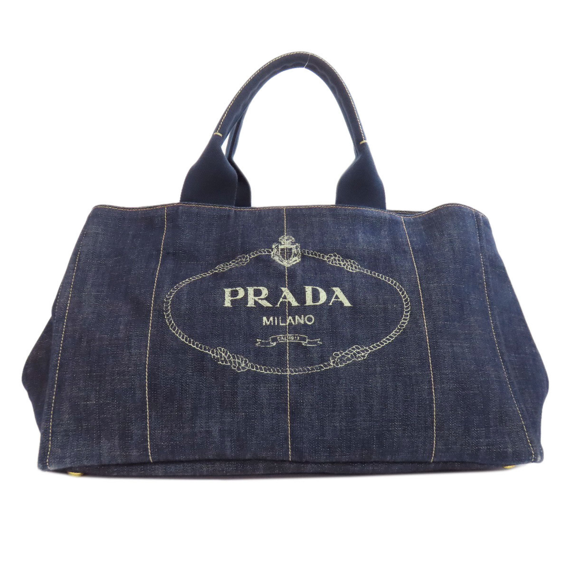 PRADA BN1872 Canapa Handbag Denim Women's