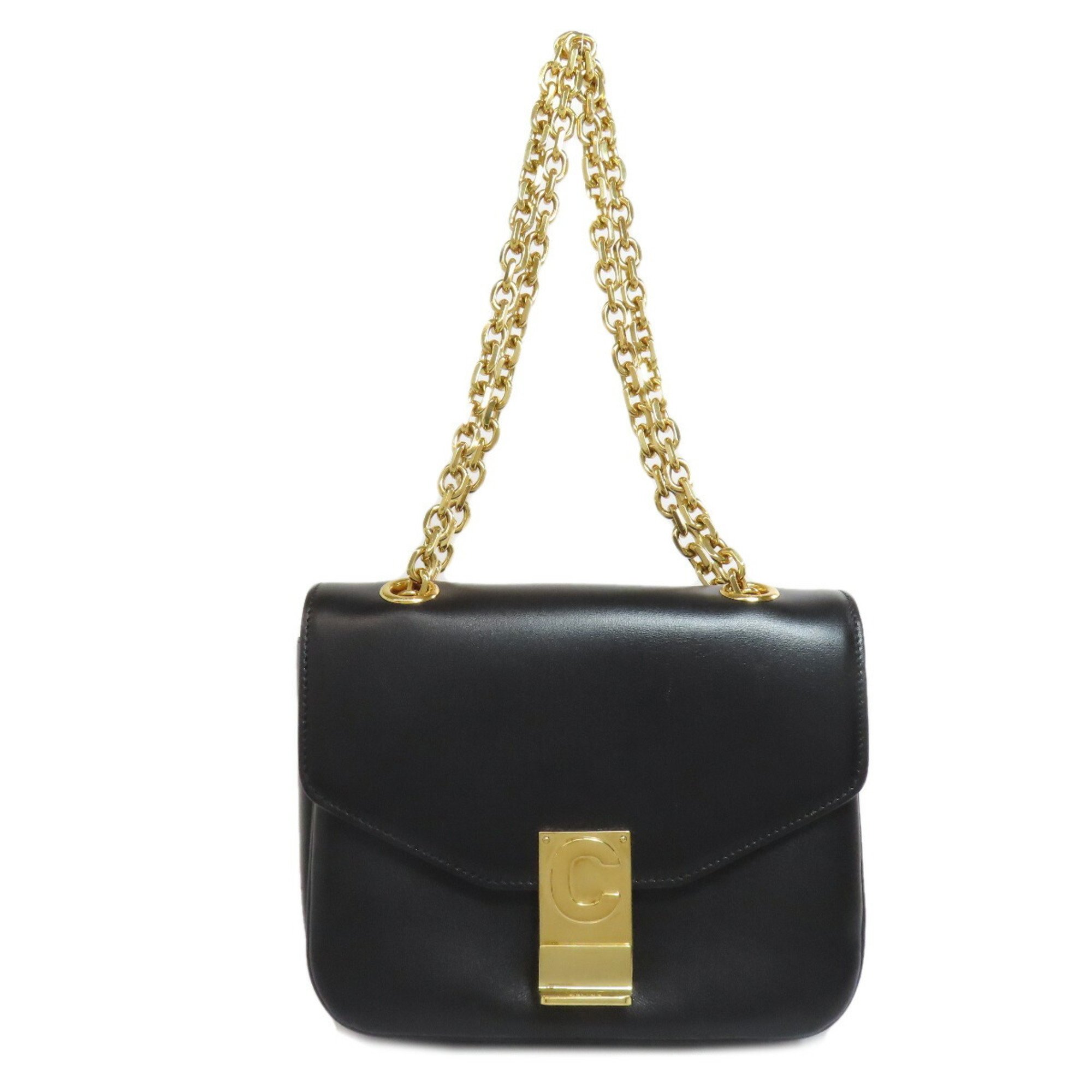 CELINE Chain Shoulder Bag Leather Women's