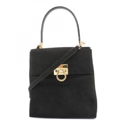 Salvatore Ferragamo Handbag Gancini Suede Black Women's