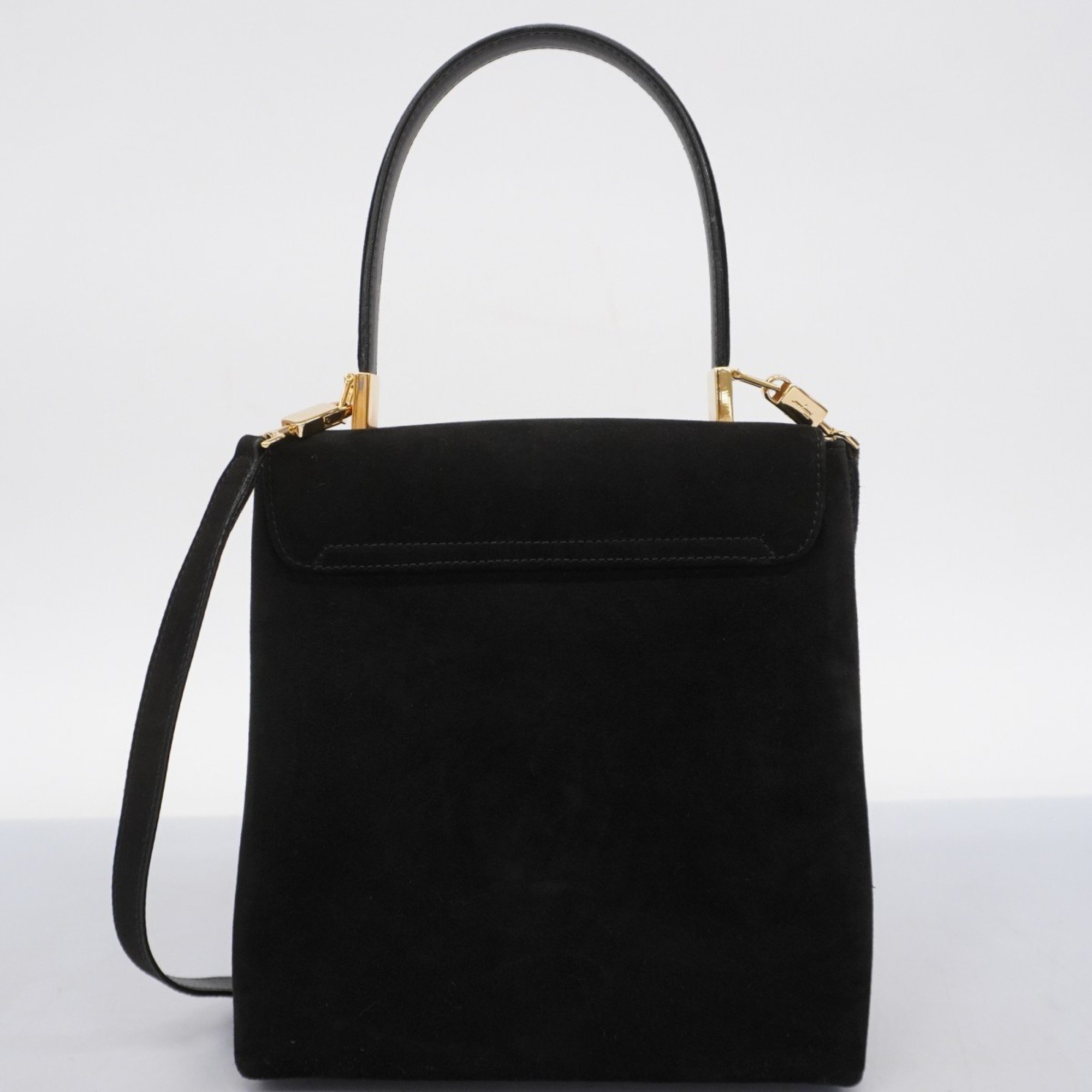 Salvatore Ferragamo Handbag Gancini Suede Black Women's