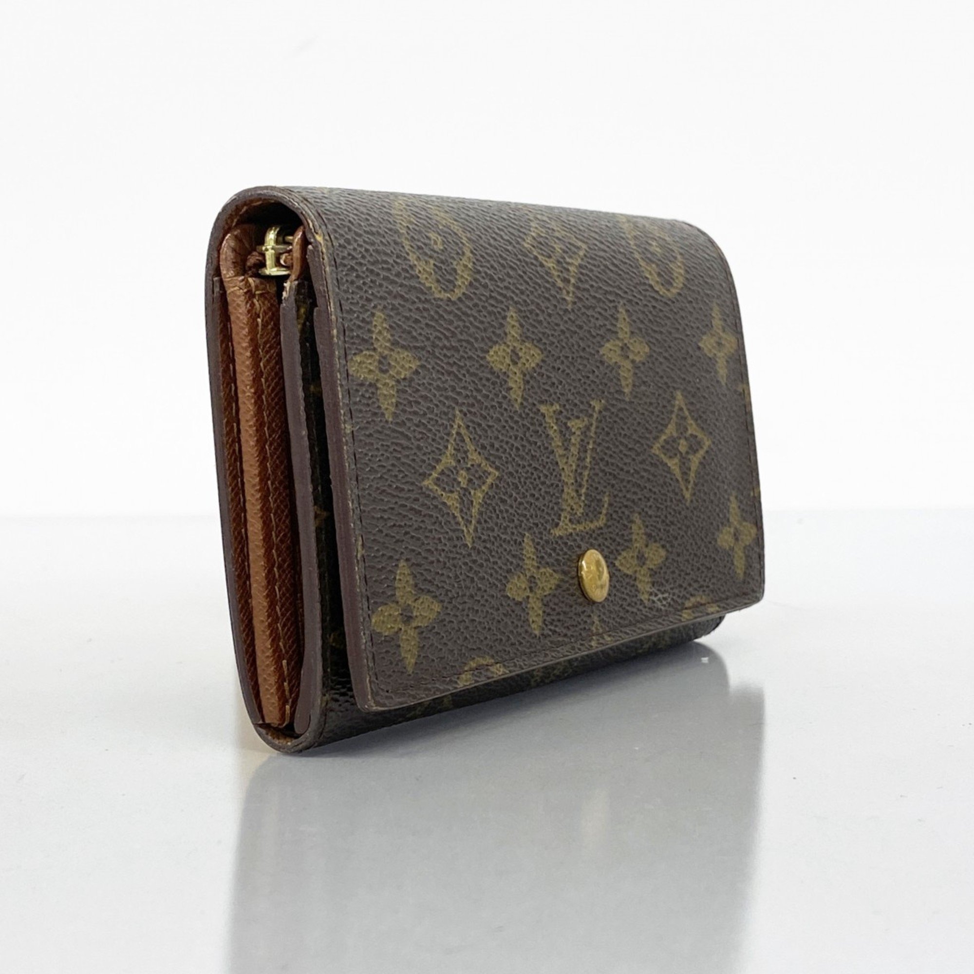 Louis Vuitton Wallet Monogram Porte Monnaie Tresor M61730 Brown Women's