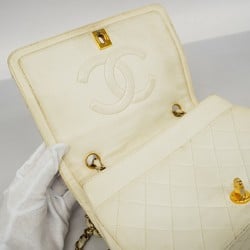 Chanel Shoulder Bag Matelasse Lambskin White Women's