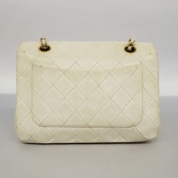 Chanel Shoulder Bag Matelasse Lambskin White Women's