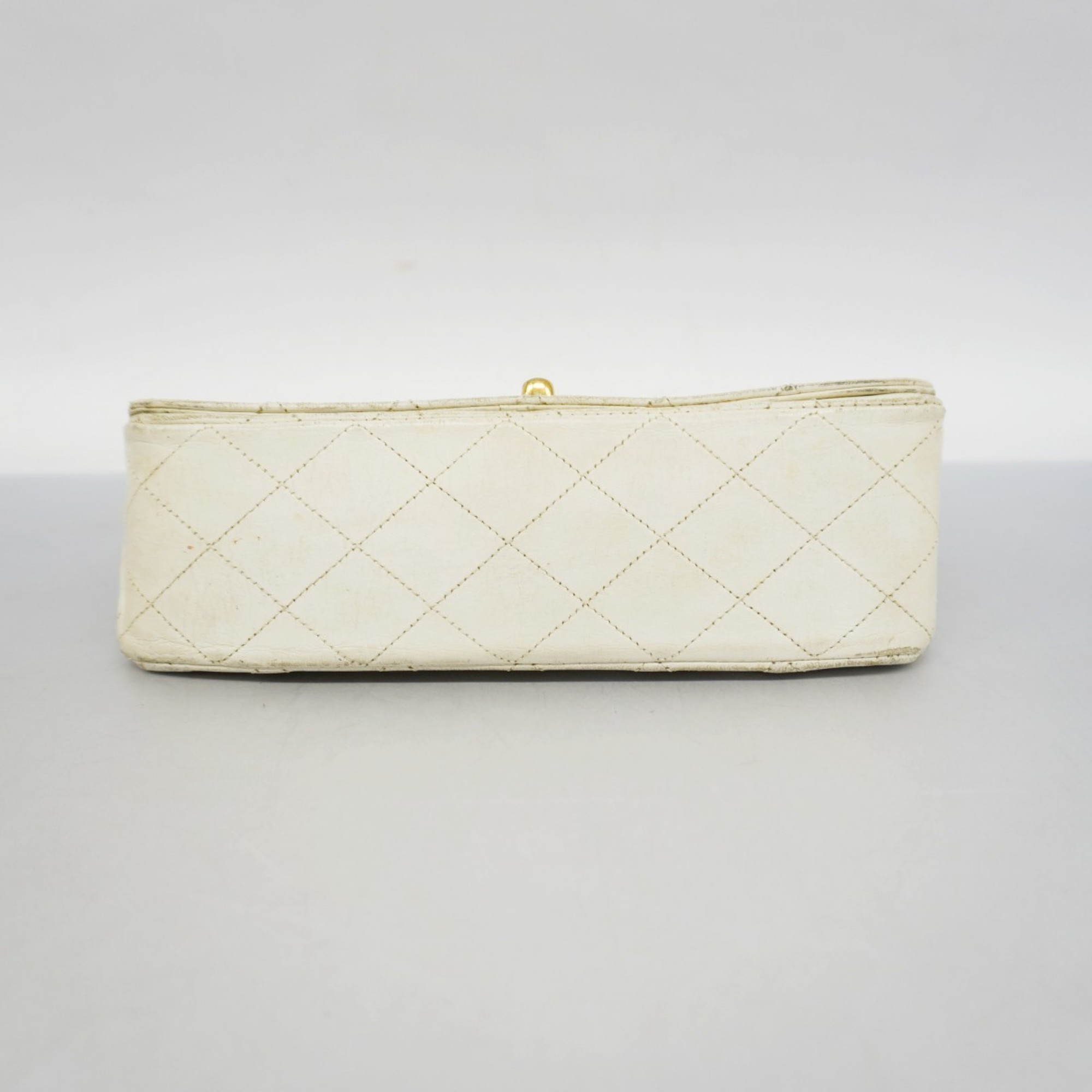 Chanel Shoulder Bag Matelasse Lambskin White Women's