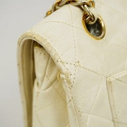 Chanel Shoulder Bag Matelasse Lambskin White Women's