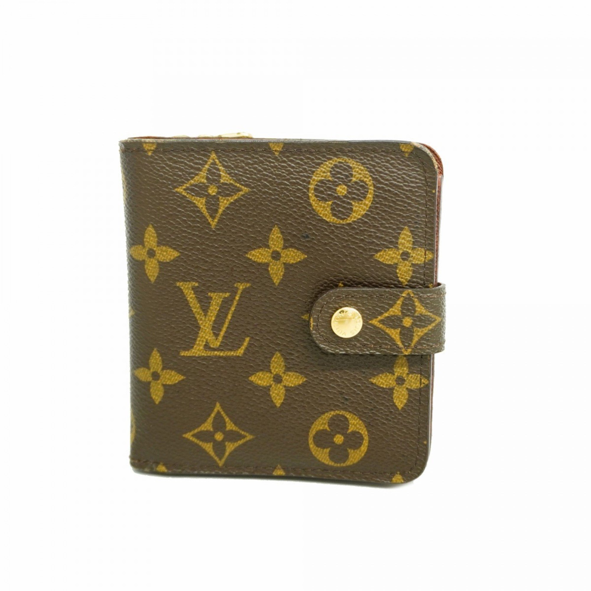 Louis Vuitton Wallet Monogram Compact Zip M61667 Brown Men's Women's