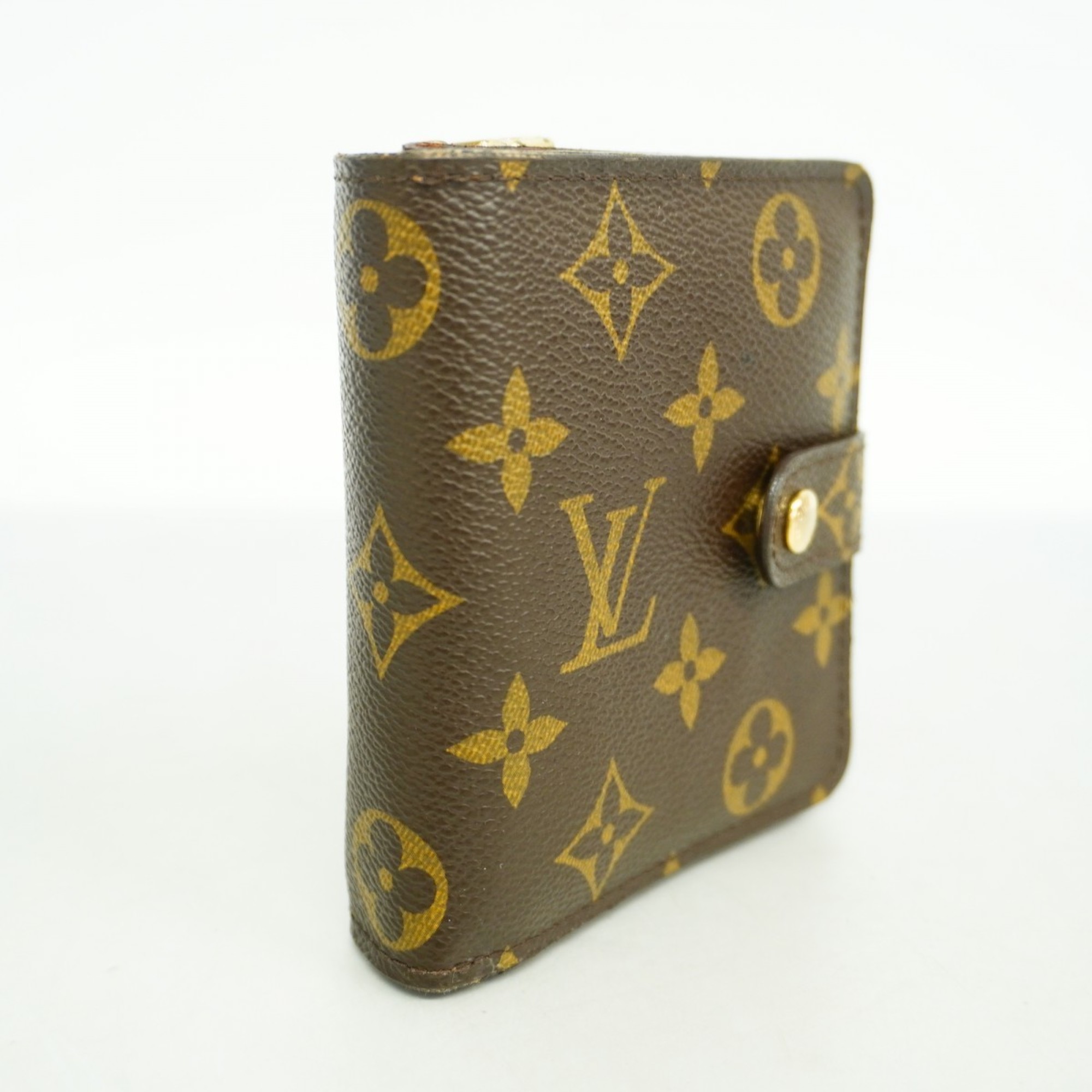 Louis Vuitton Wallet Monogram Compact Zip M61667 Brown Men's Women's