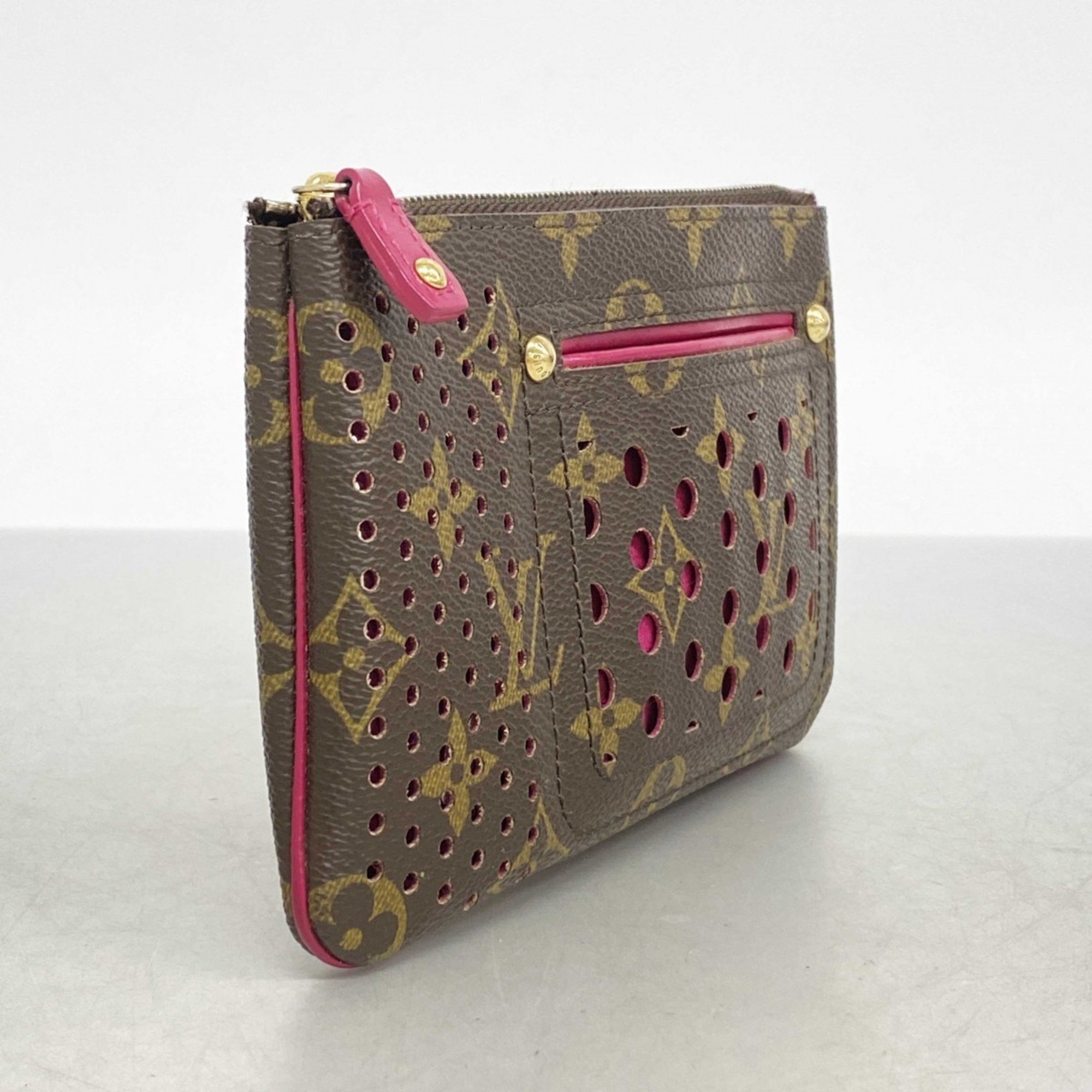 Louis Vuitton Pouch Monogram Perforated Pochette Plat M95219 Fuchsia Ladies